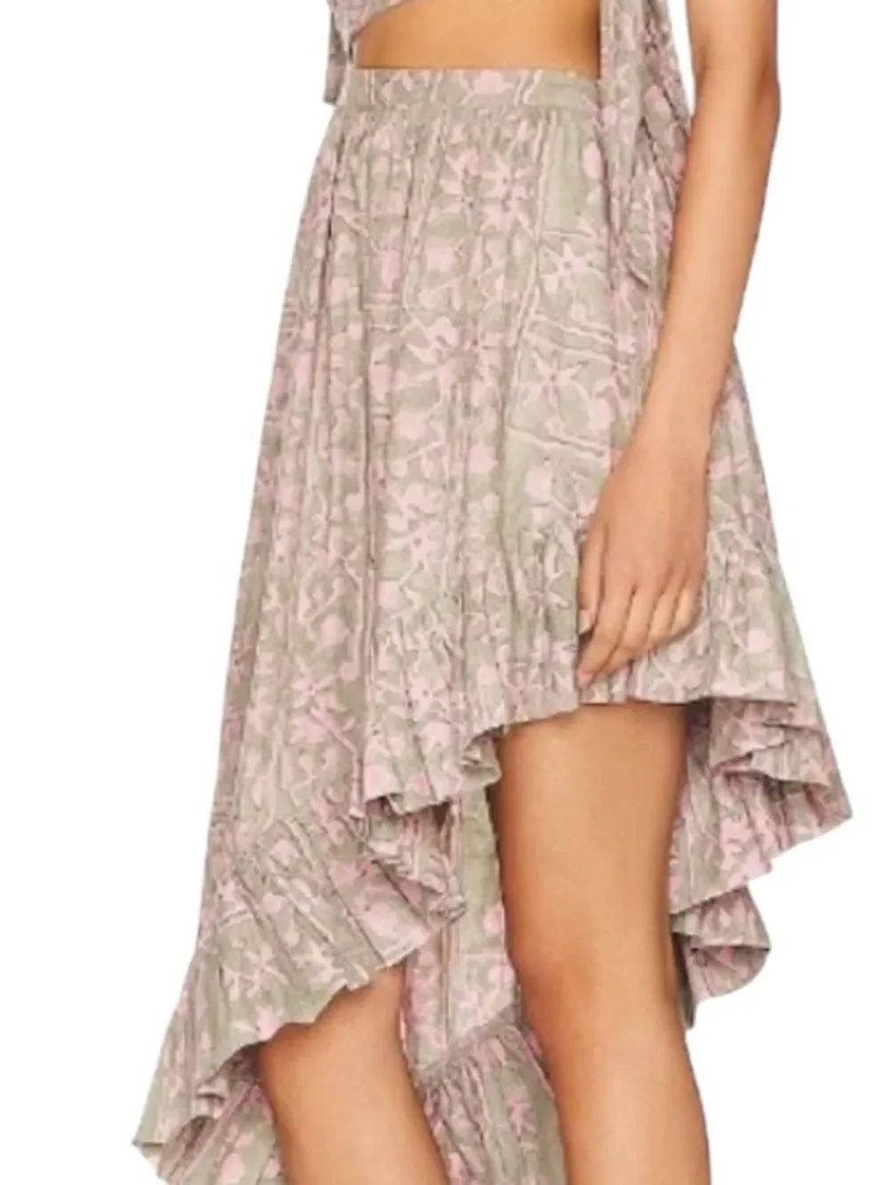 Cleobella Paola Ankle Skirt Border Print Hi Low XL